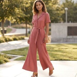 Poppy Field The Label Extra wide leg utility jumpsuit NWOT Size S